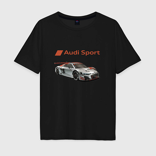 Мужская футболка оверсайз Audi sport - racing team / Черный – фото 1