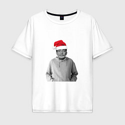 Мужская футболка оверсайз Дед Мороз Сальвадор Дали в шапке