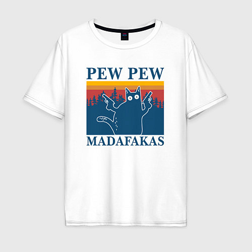 Мужская футболка оверсайз Madafakas PEW PEW / Белый – фото 1