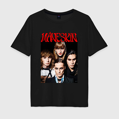 Мужская футболка оверсайз MANESKIN POSTER СОСТАВ / Черный – фото 1