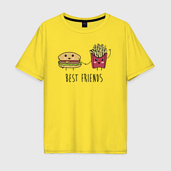 Мужская футболка оверсайз Hamburger and fries are best friends