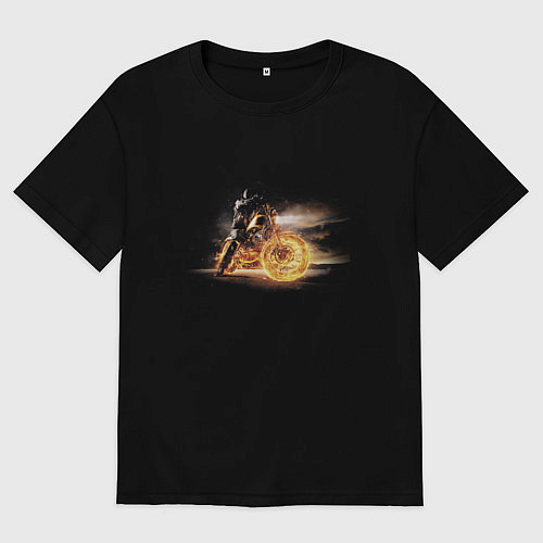 Мужская футболка оверсайз Fire biker / Черный – фото 1