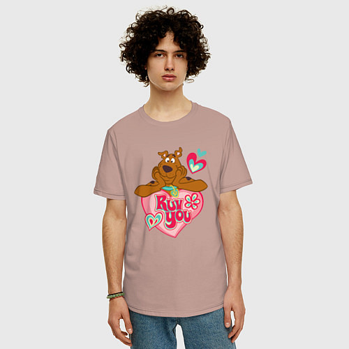 Мужская футболка оверсайз Ruv you Scooby Doo / Пыльно-розовый – фото 3