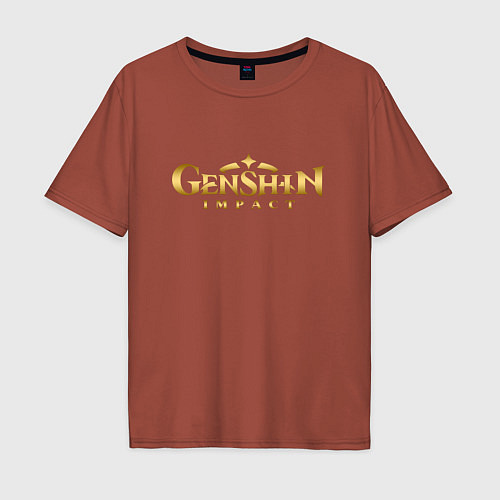 Мужская футболка оверсайз GOLD LOGO GENSHIN IMPACT / Кирпичный – фото 1
