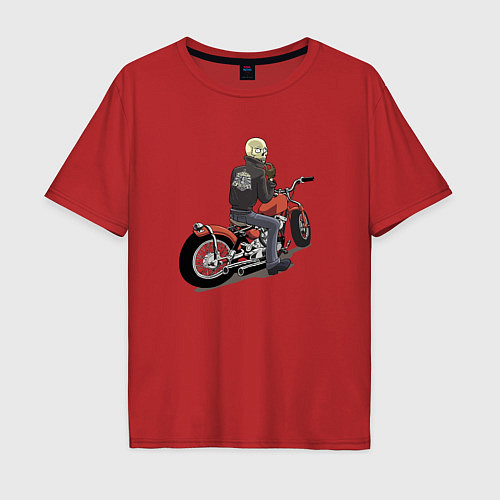 Мужская футболка оверсайз Наикрутейший байкер / Красный – фото 1