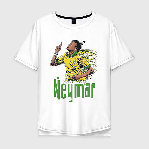 Мужская футболка оверсайз Неймар - звезда Бразильского футбола / Белый – фото 1