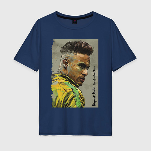 Мужская футболка оверсайз Neymar Junior - Brazil national team / Тёмно-синий – фото 1
