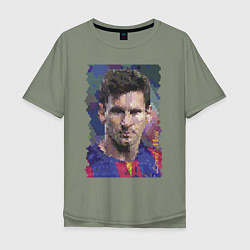 Футболка оверсайз мужская Lionel Messi - striker, Barcelona, цвет: авокадо