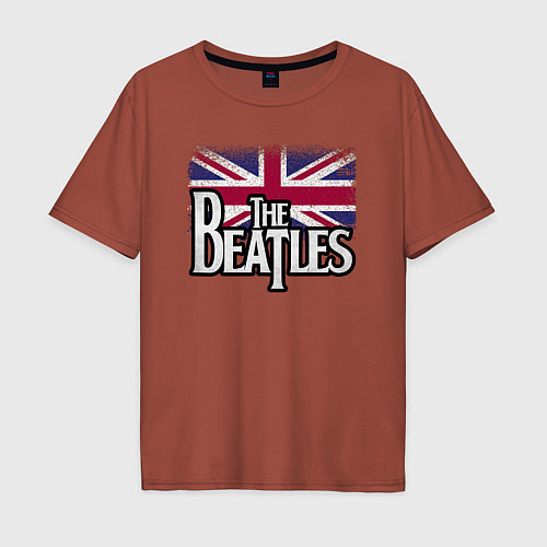 Мужская футболка оверсайз The Beatles Great Britain Битлз / Кирпичный – фото 1