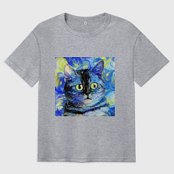 Мужская футболка оверсайз Кот ван Гога Настроение