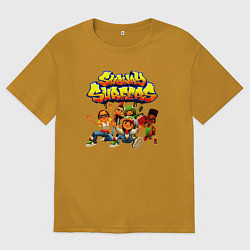 Футболка оверсайз мужская Subway Surfers персонажи, цвет: горчичный