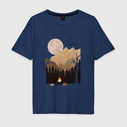 Мужская футболка оверсайз Туристический поход в лесу