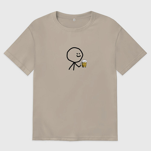 Мужская футболка оверсайз Человечек для двоих / Миндальный – фото 1