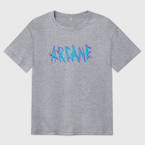 Мужская футболка оверсайз ARCANE LEAGUE OF LEGENDS NEON LOGO / Меланж – фото 1