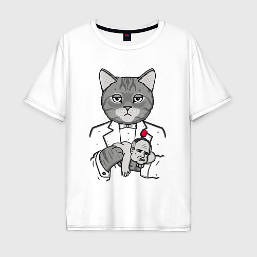 Мужская футболка оверсайз Крестный Котец / Белый – фото 1
