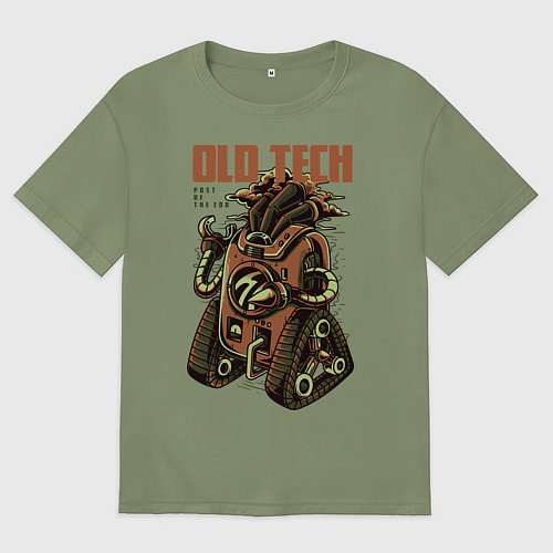 Мужская футболка оверсайз Робот старой технологии / Авокадо – фото 1
