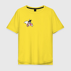 Футболка оверсайз мужская Tuxedo cat Sylvester, цвет: желтый