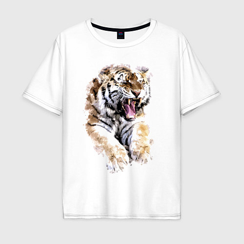 Мужская футболка оверсайз Независимая тигрица / Белый – фото 1