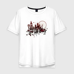 Мужская футболка оверсайз London Dark red design