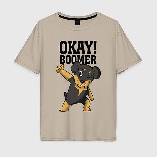 Мужская футболка оверсайз Okay boomer! / Миндальный – фото 1