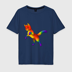 Футболка оверсайз мужская Разноцветный котёнок, цвет: тёмно-синий