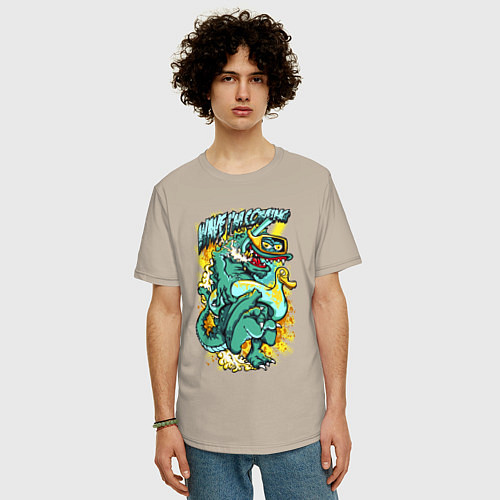 Мужская футболка оверсайз Zilla swiminG / Миндальный – фото 3