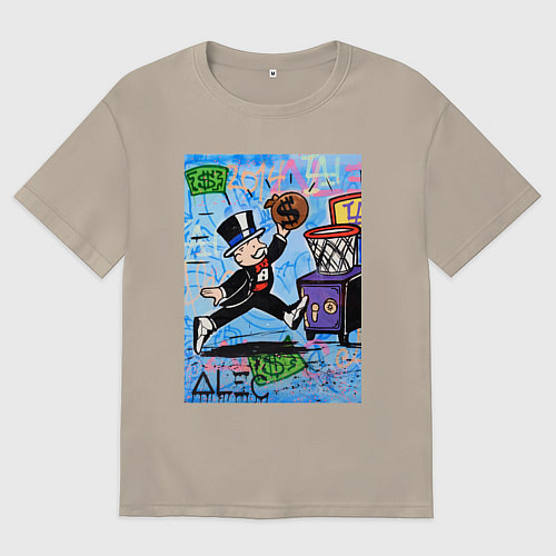 Мужская футболка оверсайз Mr Monopoly Alec Monopoly / Миндальный – фото 1