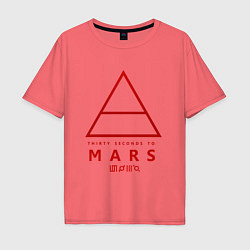 Футболка оверсайз мужская 30 Seconds to Mars рок, цвет: коралловый