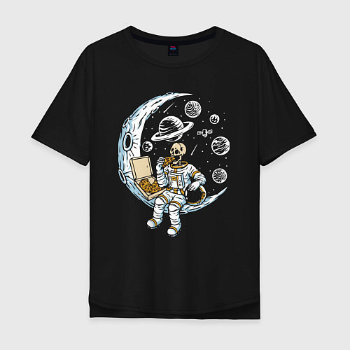 Мужская футболка оверсайз Space pizza! / Черный – фото 1