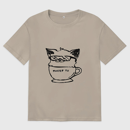 Мужская футболка оверсайз Курсэд Кэтс двадцать семь / Миндальный – фото 1