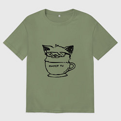 Футболка оверсайз мужская Курсэд Кэтс двадцать семь, цвет: авокадо