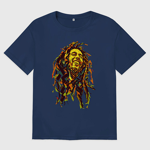 Мужская футболка оверсайз BоB / Тёмно-синий – фото 1