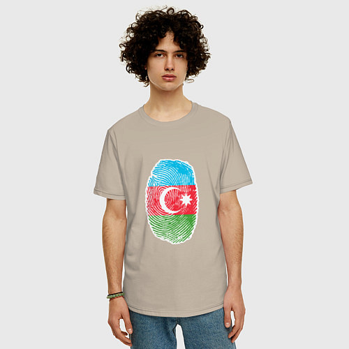 Мужская футболка оверсайз Азербайджан - Отпечаток / Миндальный – фото 3
