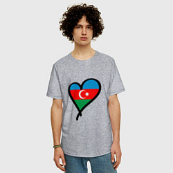 Футболка оверсайз мужская Azerbaijan Heart, цвет: меланж — фото 2
