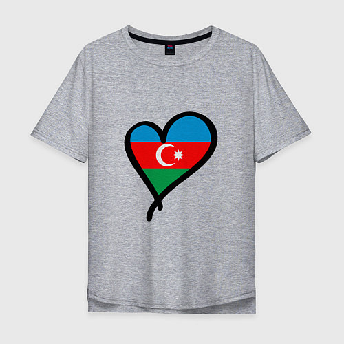 Мужская футболка оверсайз Azerbaijan Heart / Меланж – фото 1