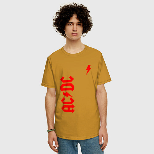Мужская футболка оверсайз ACDC red / Горчичный – фото 3