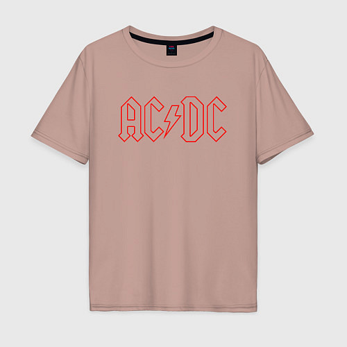 Мужская футболка оверсайз ACDC - Logo / Пыльно-розовый – фото 1