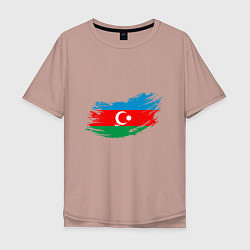 Футболка оверсайз мужская Флаг - Азербайджан, цвет: пыльно-розовый