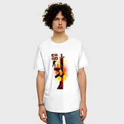 Футболка оверсайз мужская CS GO Винтовка M4A4 HOWL, цвет: белый — фото 2