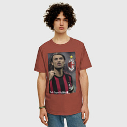 Футболка оверсайз мужская Paolo Cesare Maldini - Milan, captain, цвет: кирпичный — фото 2