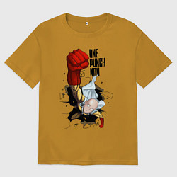 Футболка оверсайз мужская Saitama One Punch, цвет: горчичный