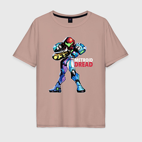 Мужская футболка оверсайз Metroid Dread - Samus Aran / Пыльно-розовый – фото 1