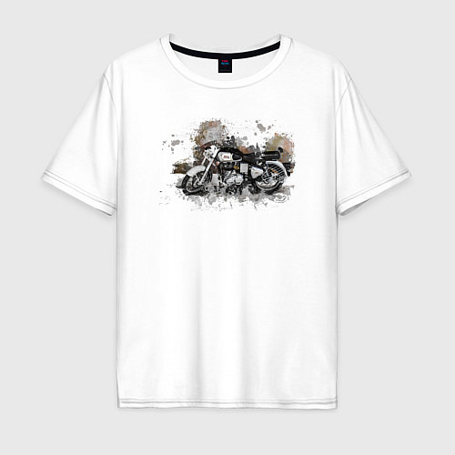 Мужская футболка оверсайз Motorcycle watercolor / Белый – фото 1