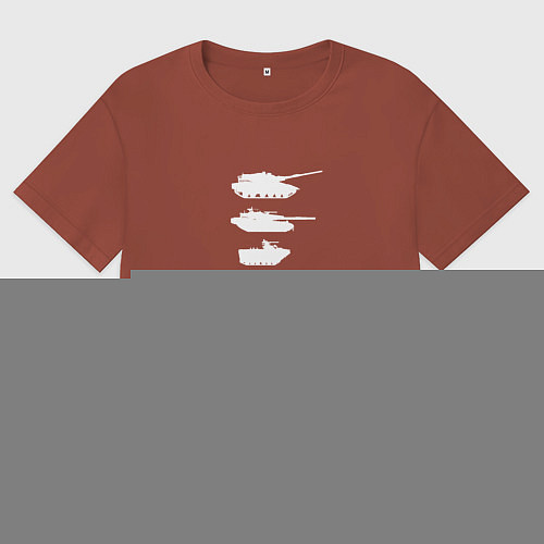 Мужская футболка оверсайз ВИДЫ ТАНКОВ / Кирпичный – фото 1