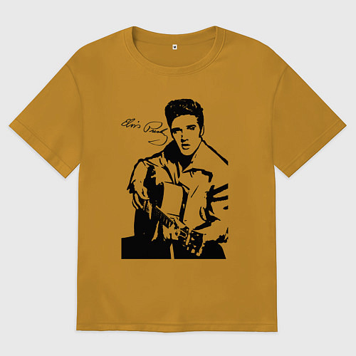 Мужская футболка оверсайз Elvis / Горчичный – фото 1
