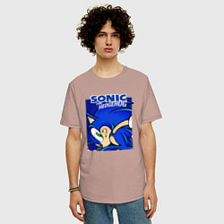 Футболка оверсайз мужская Sonic Adventure Sonic, цвет: пыльно-розовый — фото 2