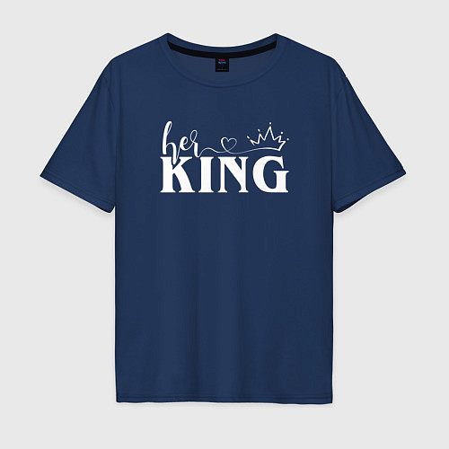 Мужская футболка оверсайз Her King / Тёмно-синий – фото 1