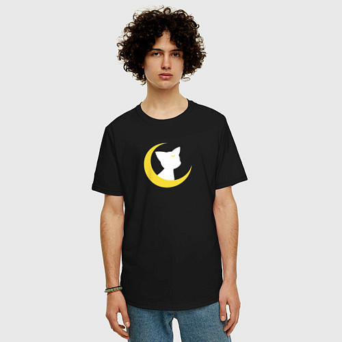 Мужская футболка оверсайз Артемис для Луны / Черный – фото 3