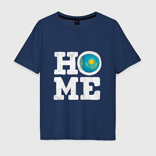 Мужская футболка оверсайз Дом - Казахстан / Тёмно-синий – фото 1