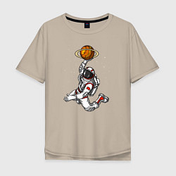 Мужская футболка оверсайз Космический баскетболист